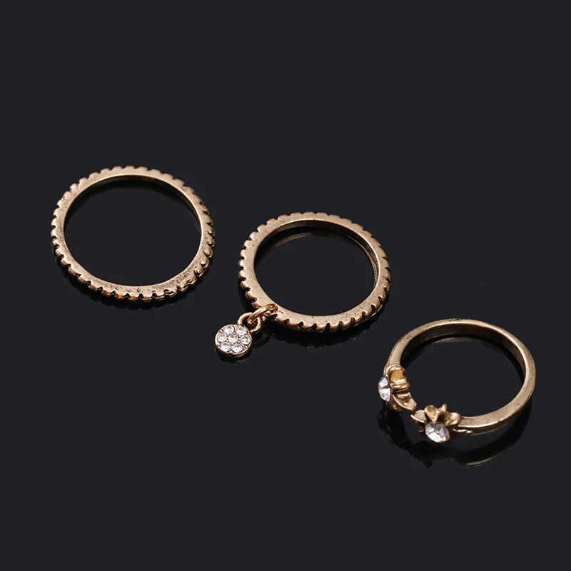 

ZI.SEN 3pcs/sets Fashion Simple Gold Rings Wedding Party Statement Couple Circle Ring Jewelry Christmas Gift