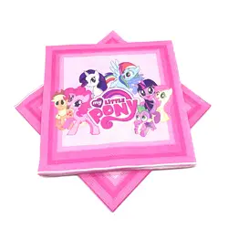 20 шт 16x16 см мультфильма My Little Pony тема одноразовые бумажные салфетки спрос среди детей вечерние мультфильм салфетки украшения поставки