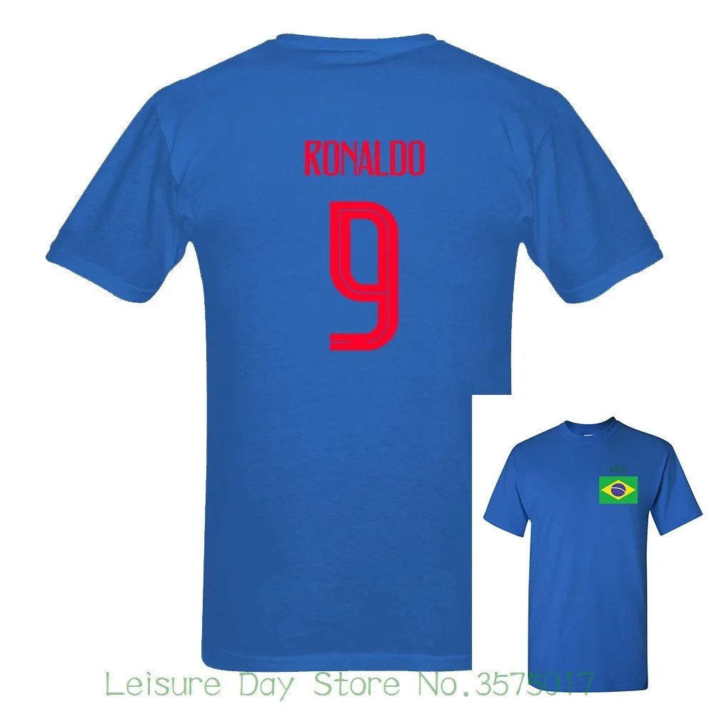 Brazil Ronaldo Number 9 Sleeve Tee Light Russia World Match Cup 2018 Newest 10 Colors T Shirt Mens Fans Footballer Short | Мужская