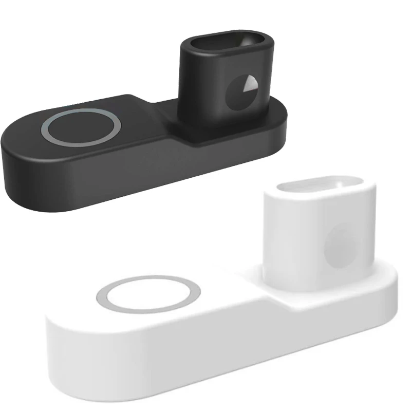 

W3 4 in 1 10W Wireless Charger Stand for iPhone USB Qi Charging Dock for Apple Watch Airpods for Samsung S9 S8 S7 US EU Plugs