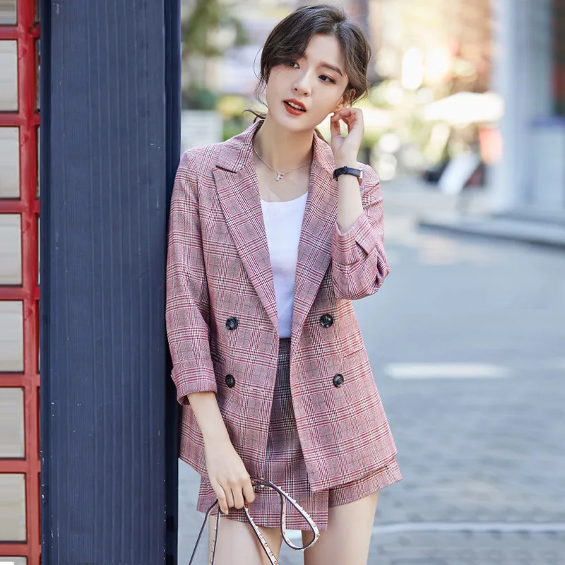 

2019 new fashion temperament net red plaid small suit women's suit spring and autumn British wind casual small suit jacket