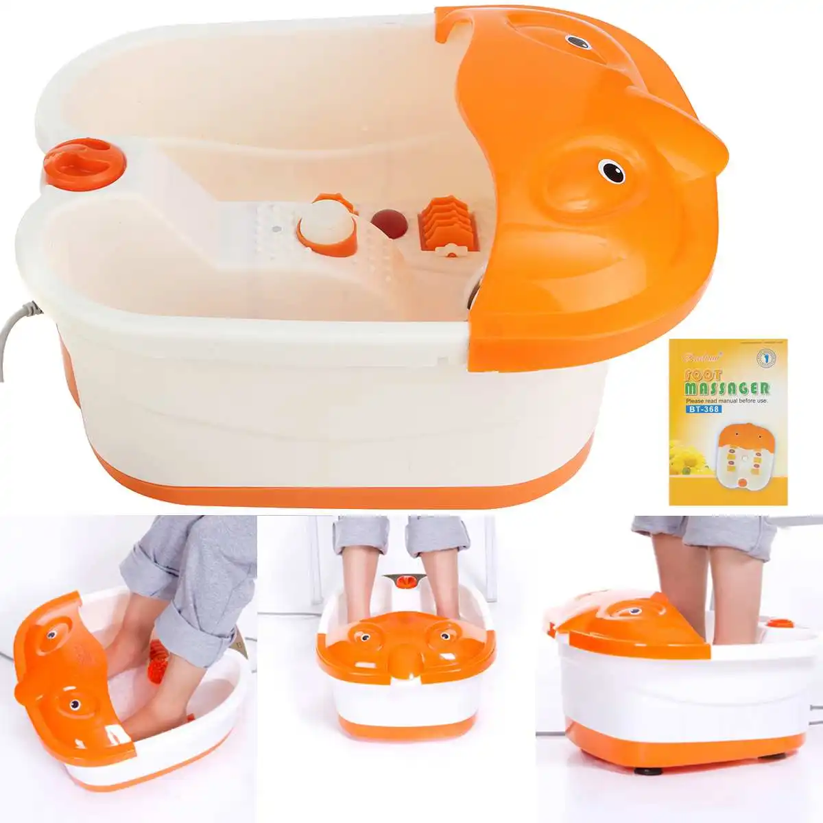 

4.5L Automatic Electric Roller Foot Massage Foot Spa Massager Tub Basin Heat Function Bubbles Massage Relaxation 6 Node Rollers