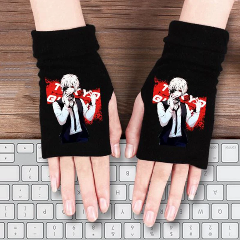 

1 Pair New Anime Tokyo Ghoul Half-fingered Cotton Knitting Wrist Gloves Mitten Lovers Anime Accessories Cosplay Gift Plush Toy