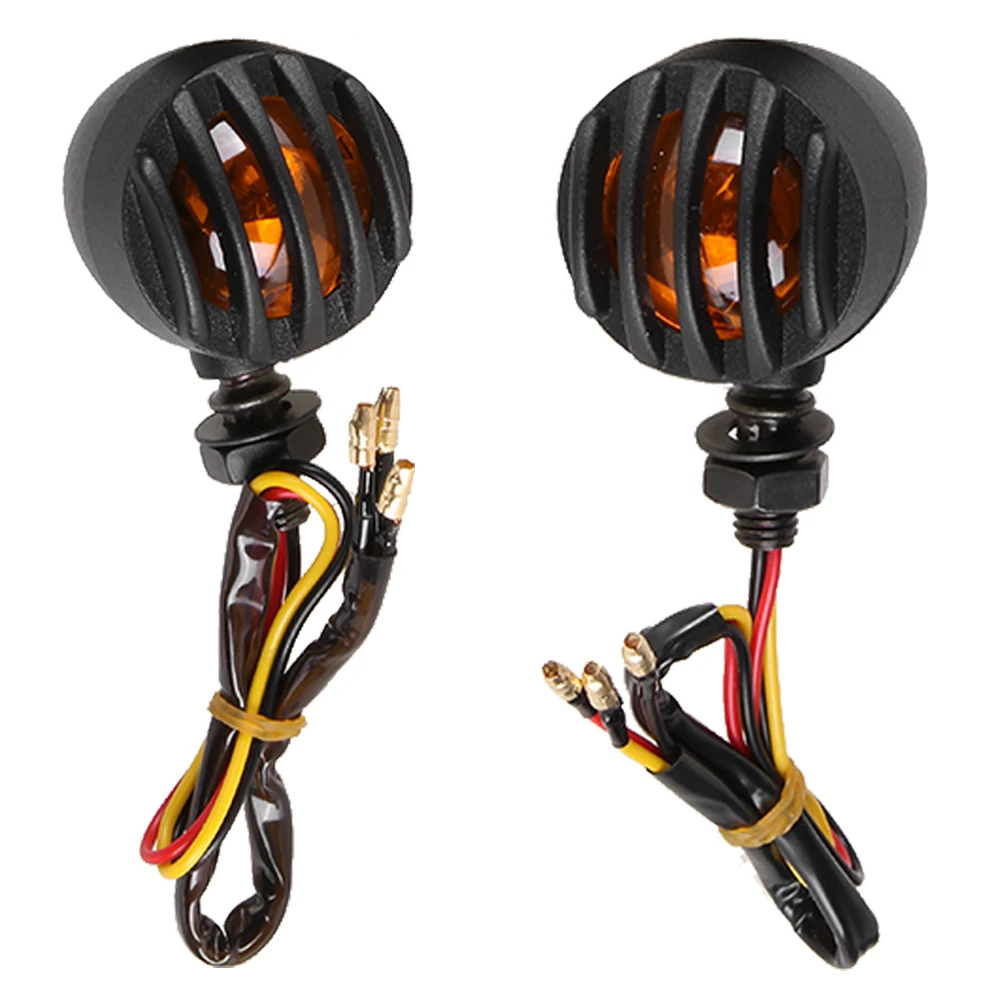 1pair Motorcycle Black Grill Turn Signal Brake Stop