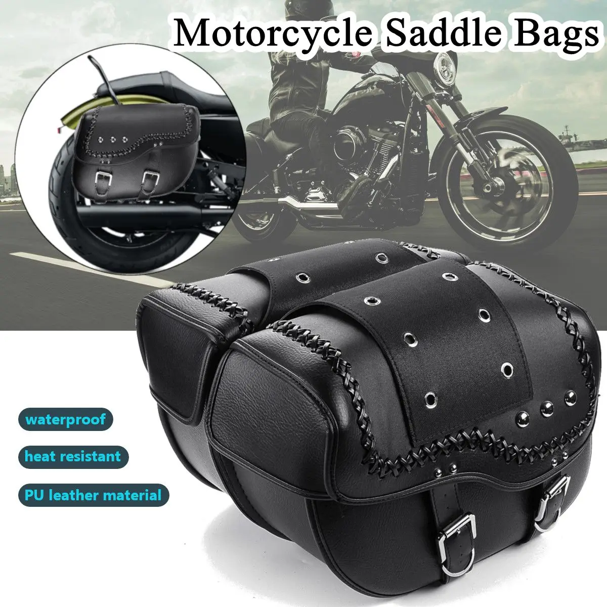 

2pcs Universal PU Leather Motorcycle Saddlebag for Harley Sportster XL883 XL1200 for Honda for Suzuki for Kawasaki for Yamaha
