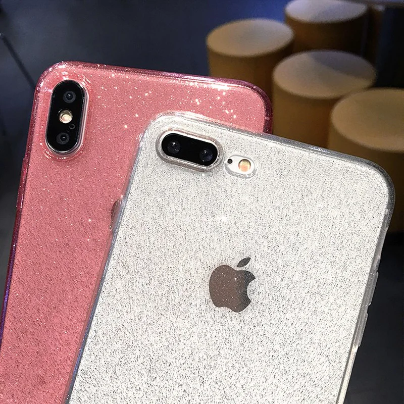 Moskado واضح بريق الهاتف حقيبة لهاتف أي فون X XS ماكس XR 7 8 6 6 S زائد شفافة بلينغ مسحوق حالات لينة TPU الغطاء الخلفي كوكه