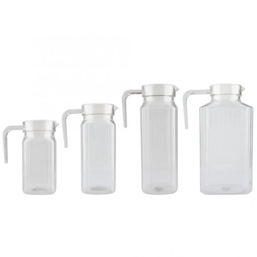 

Glass Acrylic Transparent Juice Bottle Striped Water Ice Cold Juice Jug With Lid for Bar Home Shaker