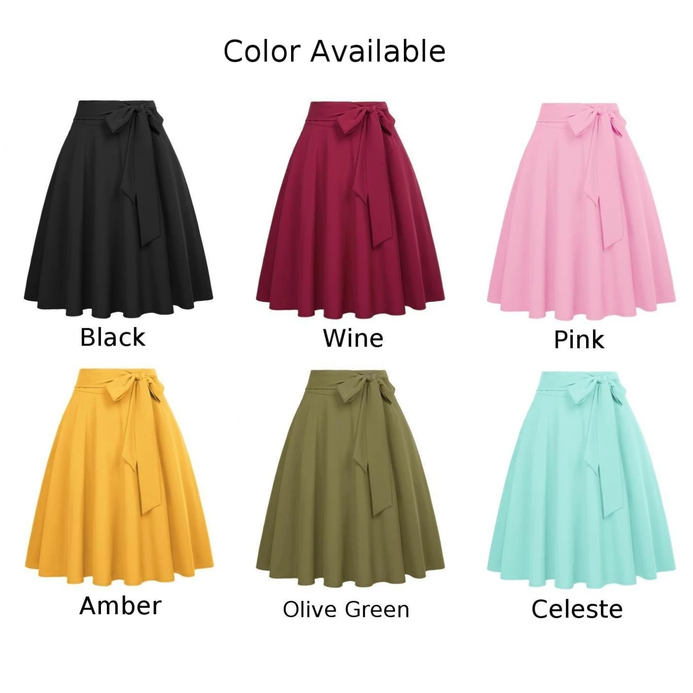 Женская винтажная плиссированная юбка однотонная с высокой талией и бантом|Юбки|