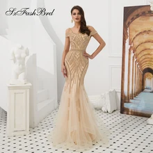 Vestido Lentejuelas Fiesta милый Кристалл Русалка Элегантный длинный формальный Для женщин вечерние платья из тюля на выпускной вечерние платье подружки невесты