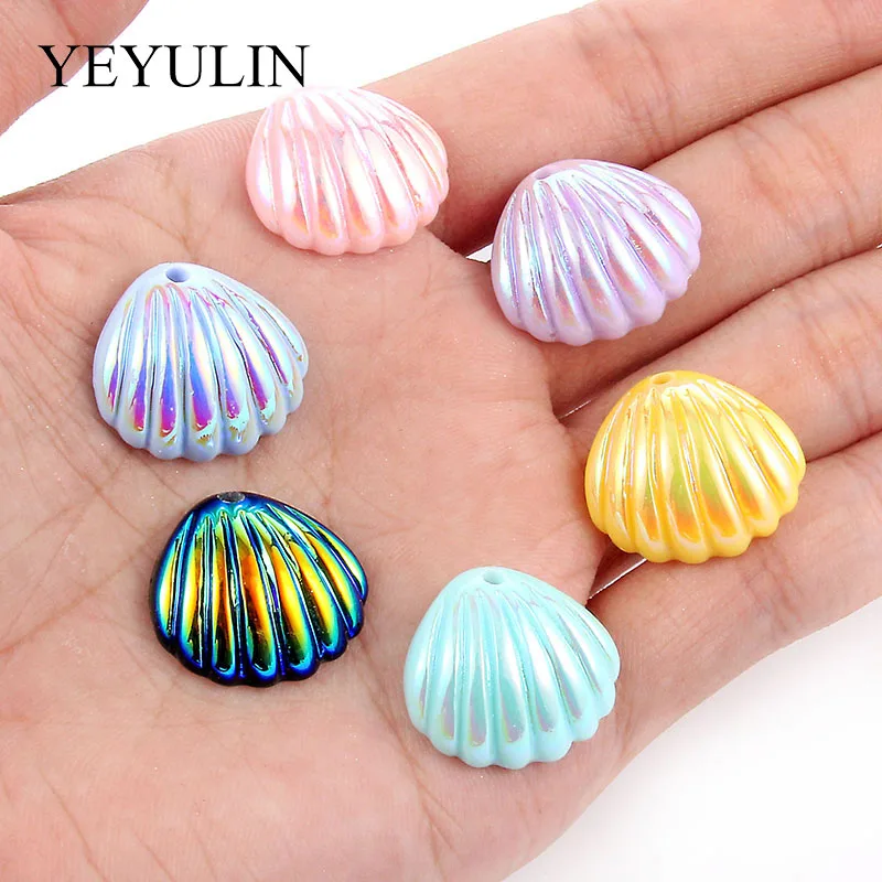 

10 Pcs Pink Yellow Random Color Seashell Shape Acrylic Pendant Bracelets Charm For DIY Jewelry Making Handmade Necklace