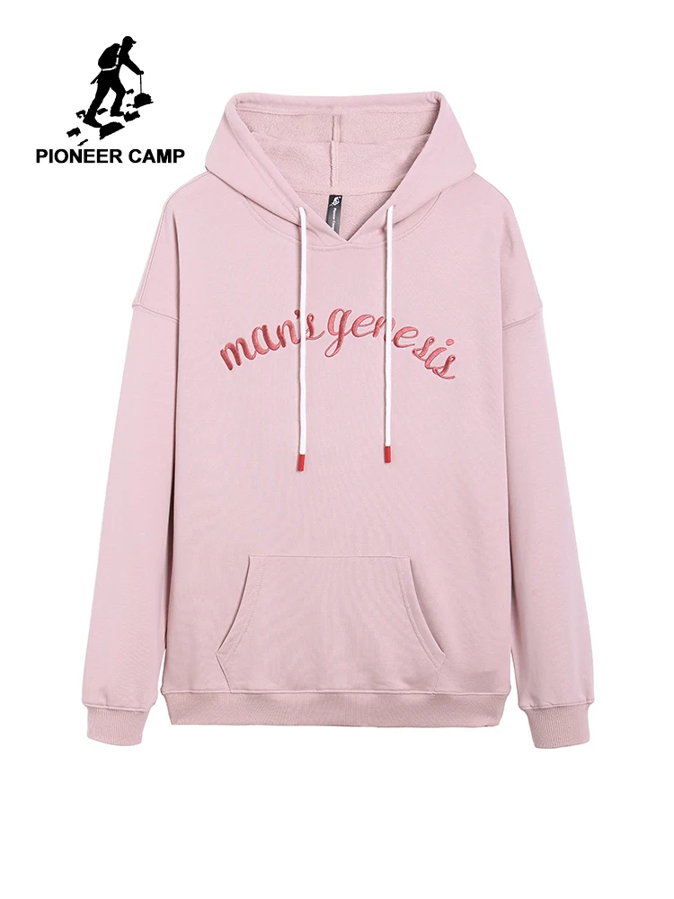 

Pioneer Camp Embroidery Letter Male Hoodies 2019 Pink Long Sleeve Sweatshirts Men