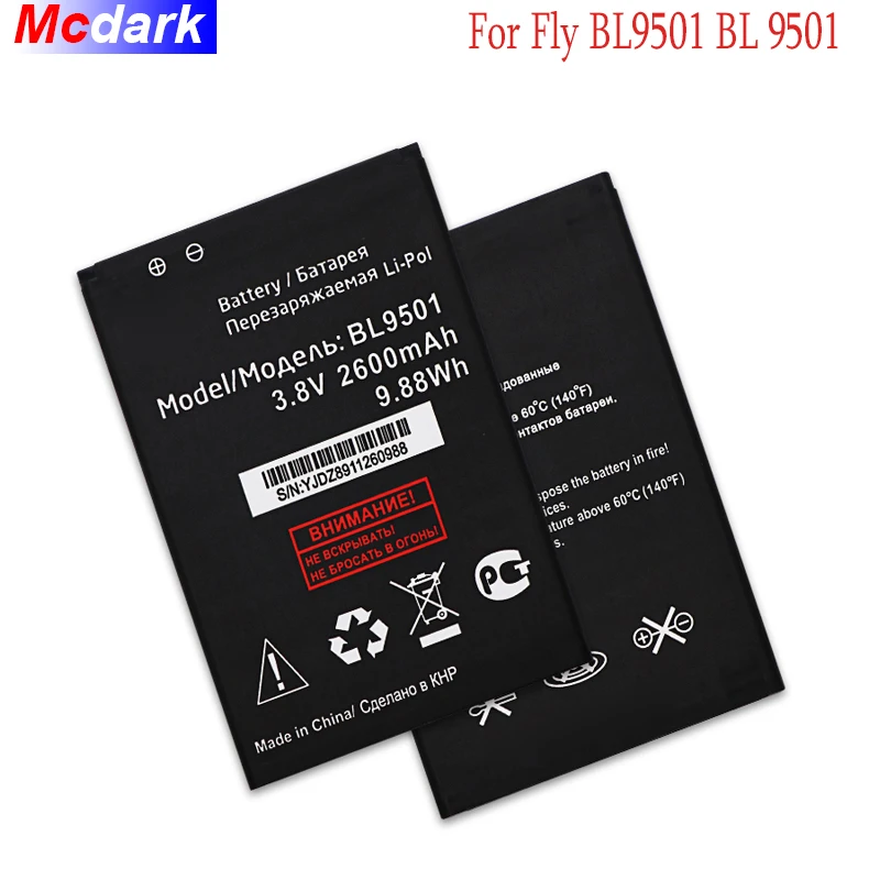 Высококачественная сменная батарея Mcdark 2600 мАч для Fly BL9501 BL 9501 телефон с