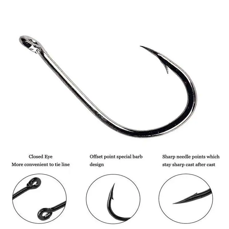 100Pcs/Box High Carbon Steel Gold/Silver Carp Fishing Bait 10 Mixed Sizes 3#-12# Sharpened Ultrapoint Fishing Hook Set