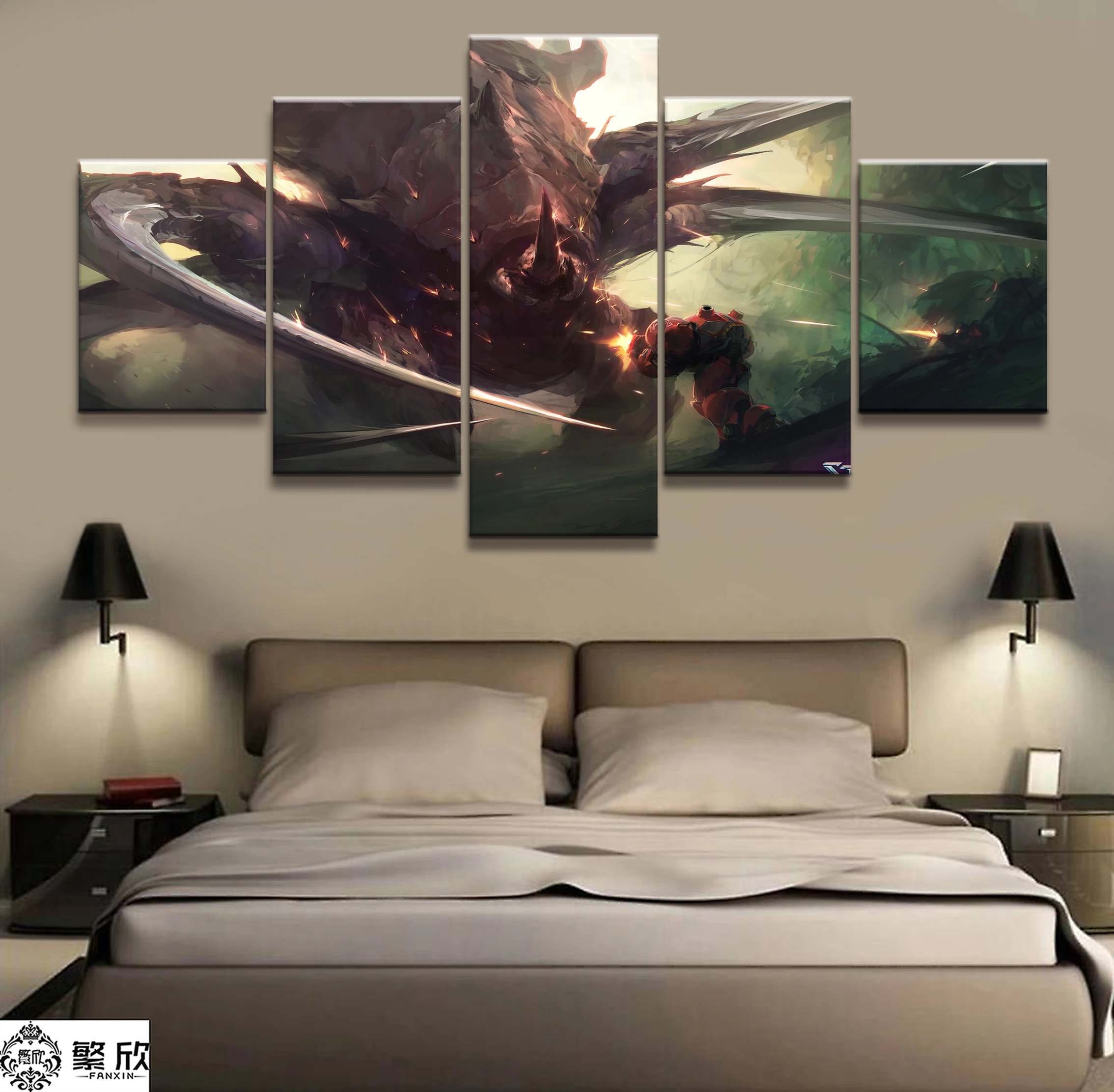 

Home Decor Modular Canvas Picture 5 Piece Kerrigan StarCraft Game Painting Poster Wall For Home Art Canvas Painting Wholesale