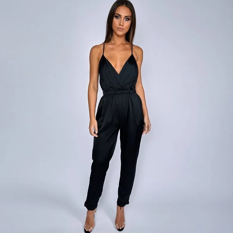 DRESSMECB гофрированный женский комбинезон без рукавов повседневный летний с