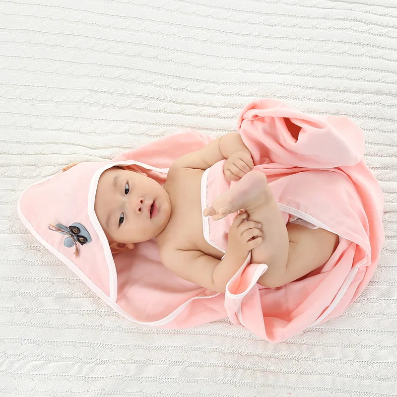 Стёганое одеяло для пеленания новорожденных с милыми заячьими ушками, однотонное хлопковое детское Пеленальное Одеяло для детей 0-6-12