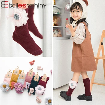 

BallleenShiny Cartoon Flower Knee High Socks Baby Girls Soft Cotton Keep Warm Autumn Winter New Socks Children Kids Leg Warmers