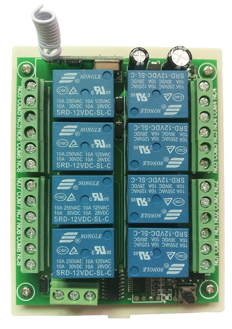 DC 12V 8 Canales de Relé conmutador RF Receptor Transmisor de control remoto 1000m