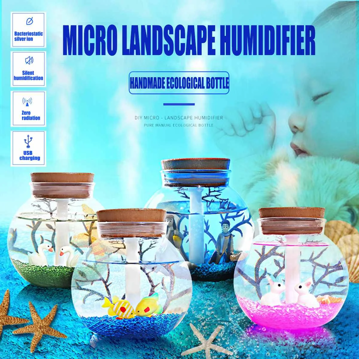 

USB Humidifier with LED Night Light For Children Baby Kids Goose/Rabbit/Fish/Couple Landscape Humidifier with LED Night Lamp
