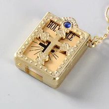 Unisex Mini Inglês Bíblia SAGRADA Chaveiro Pingente de Ouro Prata Charme Religiosa Cristã Jesus Cruz Anéis Chaveiro Em Saco(China)