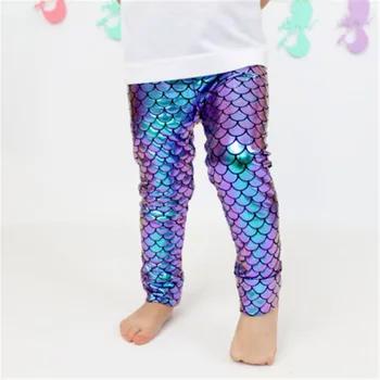 1-5 anni Kid Girl Sirena Pantaloni Lunghi Infantili Lucidi Scaglie di Pesce Matita Leggings Per Le Ragazze Carino Principessa Pantaloni Del Partito Dei Bambini 1
