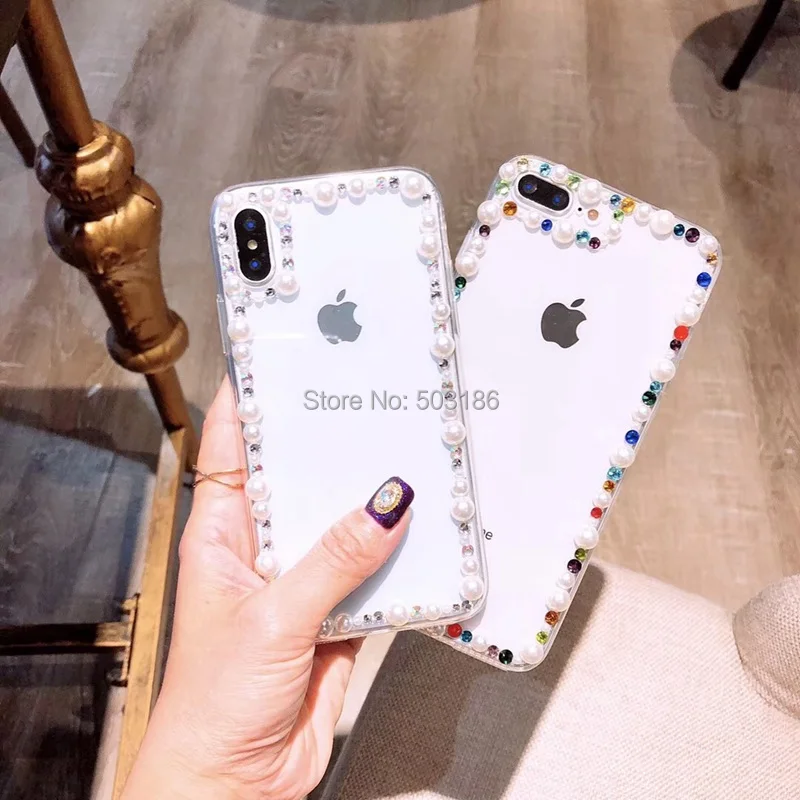 Чехол для телефона iPhone 11 Pro X XS Max XR 6 6s 7 8 Plus 5 5s SE 4 4s жемчужный чехол со стразами