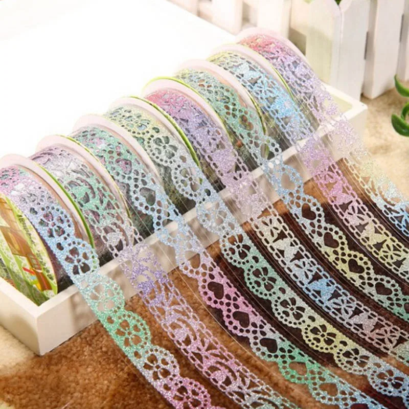 

Lace Tapes DIY Diary Decor Self Adhesive Student Stationery Scrapbooking Photo Album Mini Paper Sticker Multicolor Gold Glitter