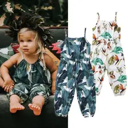 Emmababy/Летняя мода для маленьких девочек цветочный комбинезон без рукавов комбинезон, костюм для подвижных игр, одежда на бретелях