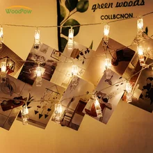 Деревянные гирлянды для фотосъемки, гирлянды с зажимом, 1 м, 3 м, 6 м, питание от аккумулятора USB, рождественские гирлянды для свадебной вечеринки, светодиодный декоративный светильник