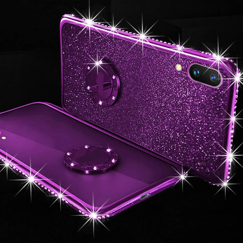 

Luxury Plating TPU Bling Glitter Diamond Cases For Xiaomi 9 8 Lite SE 6 6X Redmi Note 7 5 6 Pro 6A Cover Magnetic Kickstand Case