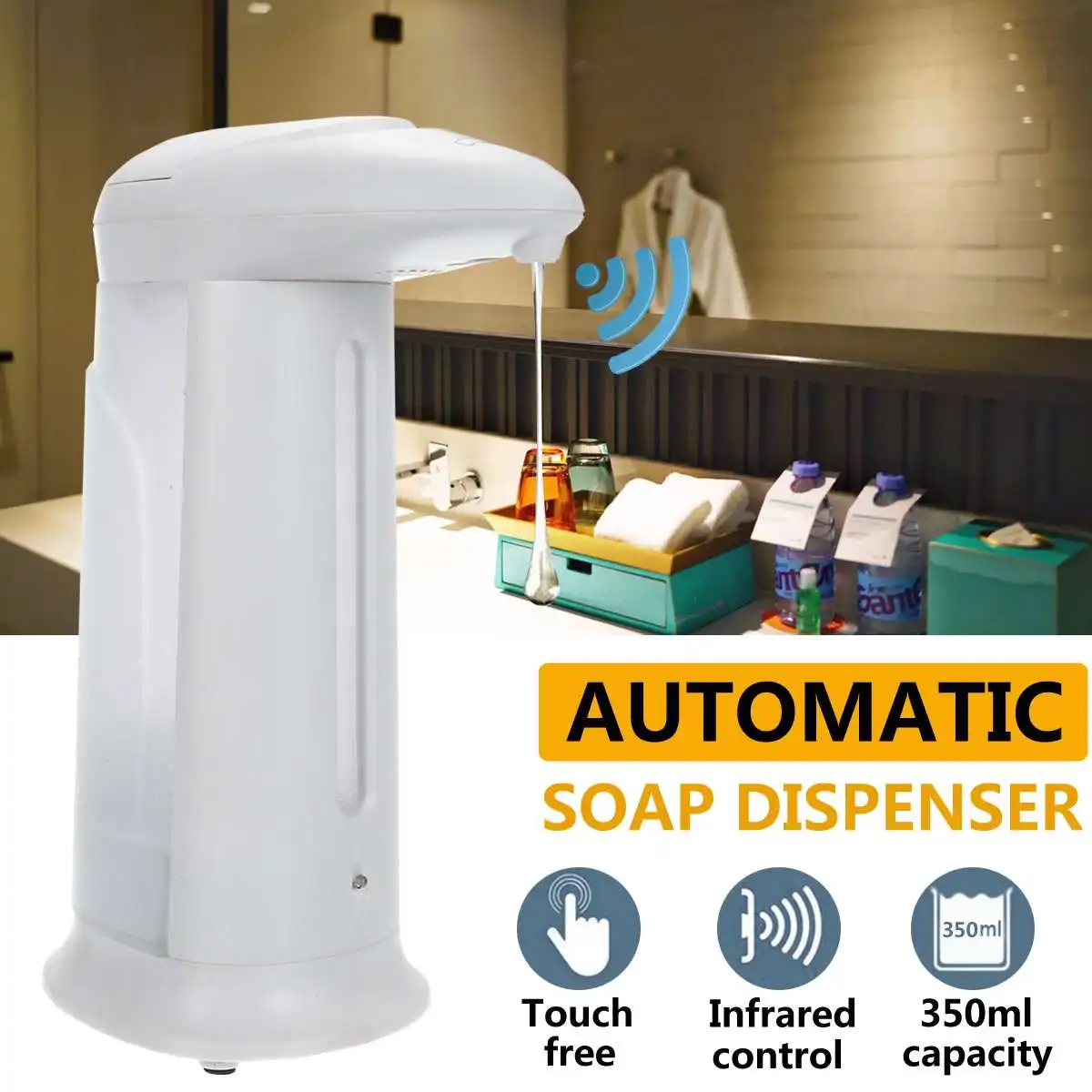 

350ML Automatic Liquid Soap Dispenser Hand Free Touchless Smart Sensor Soap Bottle Dispenser Pump Shower for Bathroom Kitchen