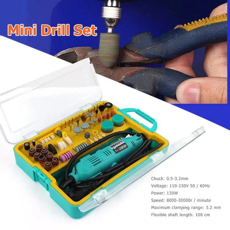 

Variable Speed Jade Wood Carving Grinding Polishing Machine 110-230V 50/60Hz 130W Electric Rotary Mini Drill Bit Set