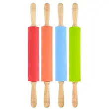 Деревянная ручка, силикон Rolling Pin антипригарная мука выпечка резка для печенья торт тесто ролик инструмент для домашнего ресторана