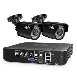 Hiseeu 2 пары HD 720P AHD изображения 4CH DVR безопасности комплект видеонаблюдения Системы Водонепроницаемый ИК P2P Камеры скрытого Видеонаблюдения