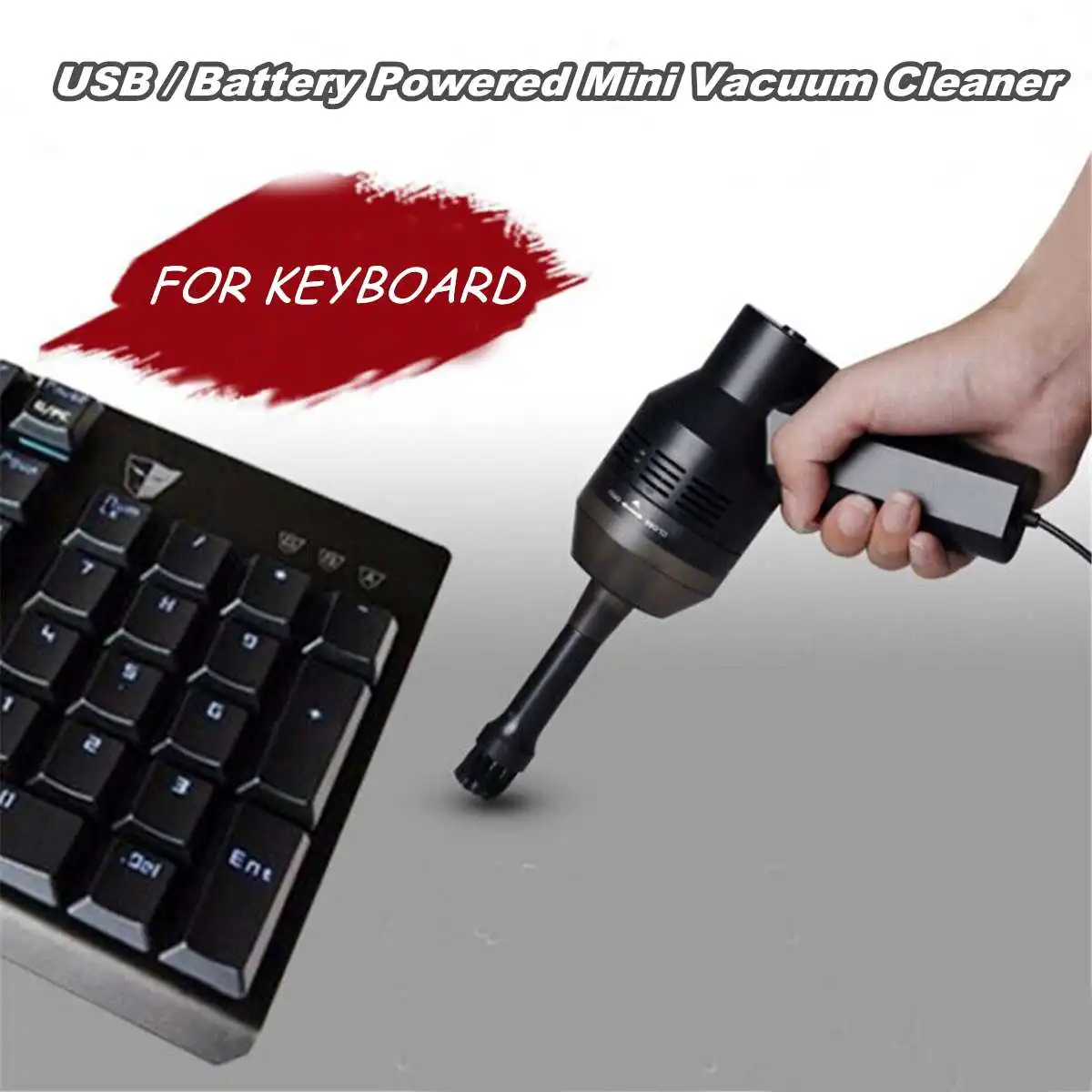 Portable USB Battery Powered Mini Vacuum Cleaner Handheld Dust Cleaners For PC Keyboard Computer Accessories Cleaning Tool Black