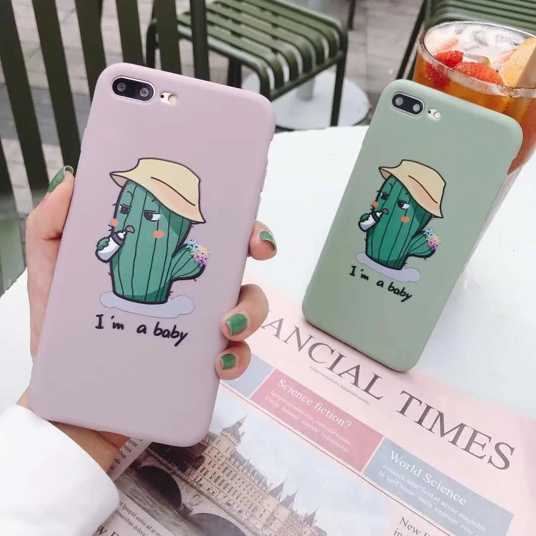 KJOEW милое зеленое растение кактус чехол для телефона iPhone 7 XS Max 8 6S Plus XR Мягкая