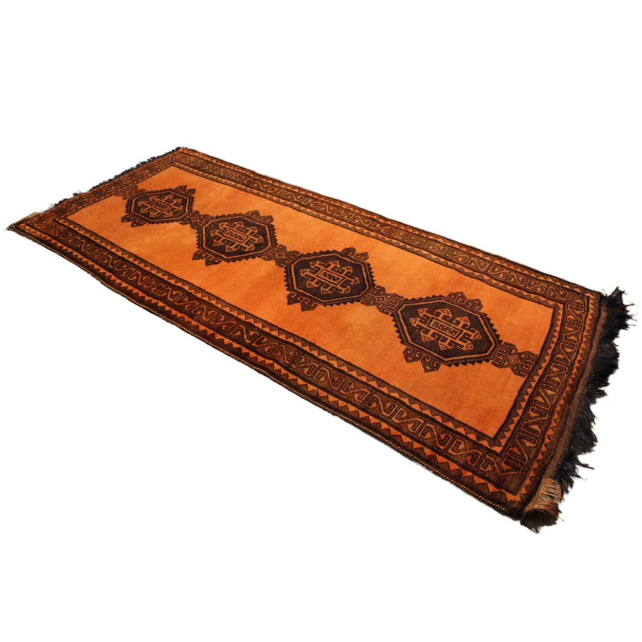 Burnt Orange 4x9 Overdyed Runner Vintage Tribal Persian Rug 2707in Rug