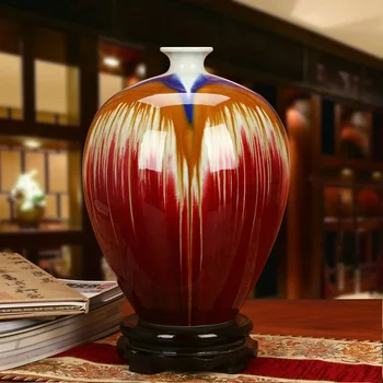 

Ceramics Quality Color Glaze Pentastar Gem Blue Glaze Large Vase Chinese Style Classical Decoration