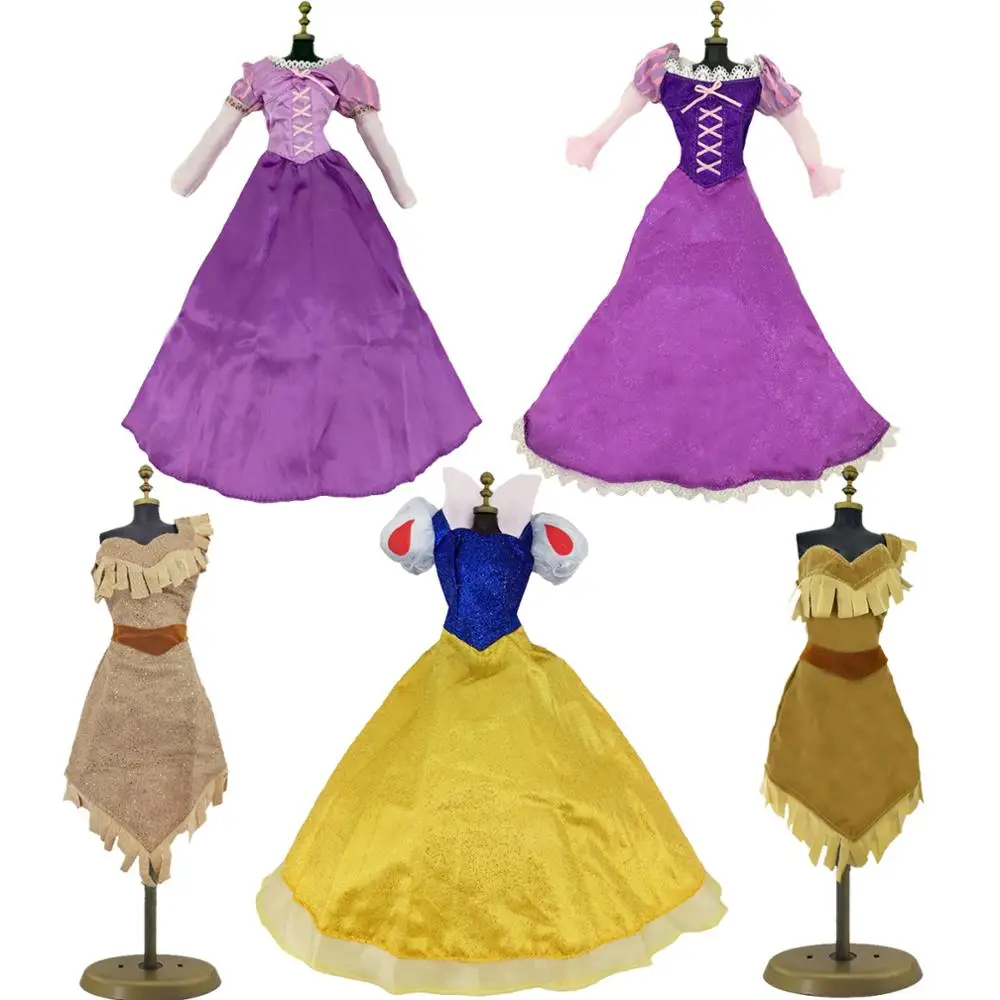 Random 1x Classic Dress Copy Elsa Rapunzel Princess Party Ball Gown Fairytale Doll Accessories Clothing Clothes For 17" Doll Toy