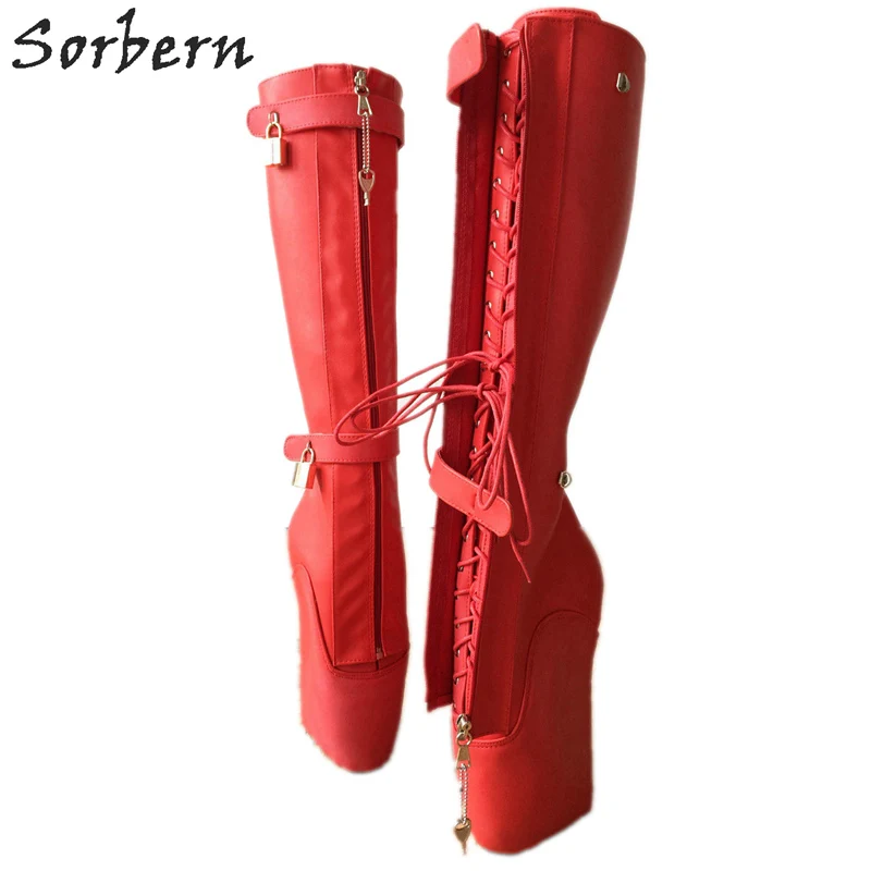 Buy Sorbern 6 Keys Locking Zip Boots Knee High Fetish