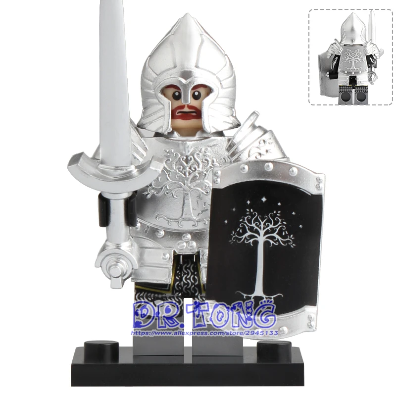 

20PCS Gondor Soldier Lord of the Rings Action Figure Knight Spear Sword Heavy Infantry Building Blocks Toys for Children KT1015