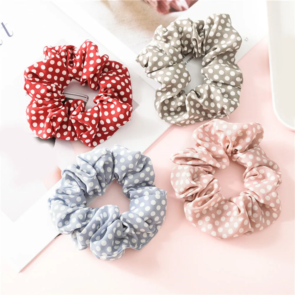 Jual 1 Pcs Desain Polka Dot Rambut Scrunchies Ekor Kuda Dasi Karet Rambut Band Kain Sifon Rambut Ikat Rambut Ekor Kuda Dudukan