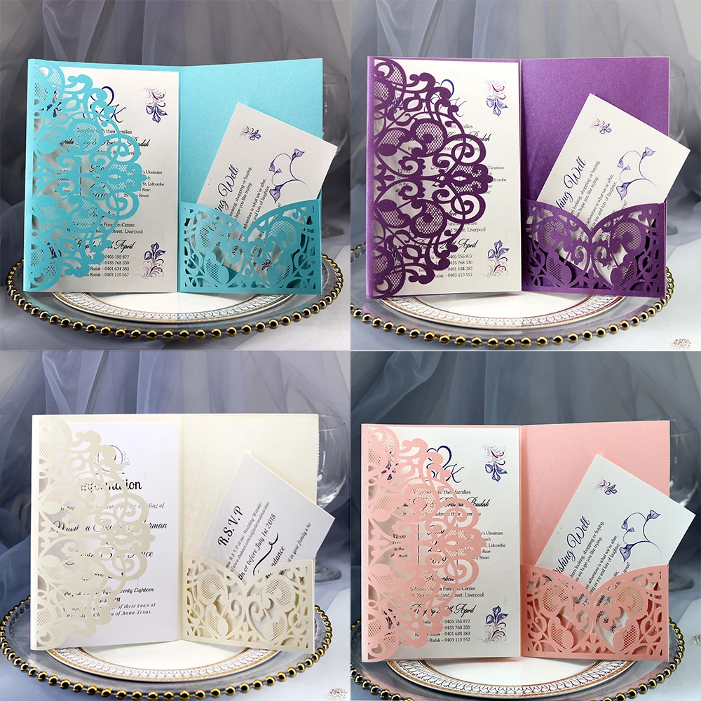  10pcs/set Lace Cut Wedding Invitations Cards Greeting Business Invitations Cards Party Supplies 201 - 32991104650