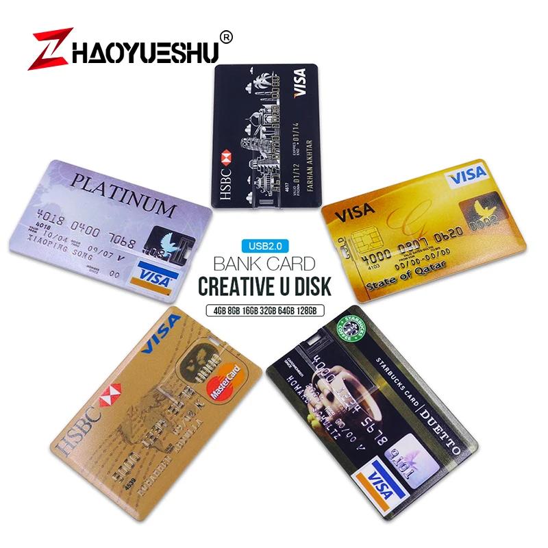 

Real Capacity Bank Card USB Memory stick flash drive pendrive 4GB 8GB 16GB 32GB 64GB HSBC Master Credit card pen drive