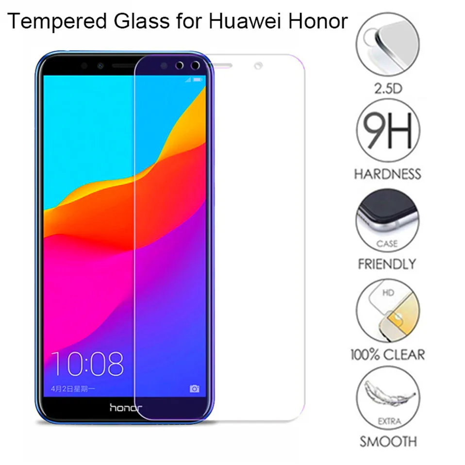 

9H Tempered Glass For Huawei P smart 2019 Plus Honor 7A 7C Pro 8C Screen Protector On Nova 4 3 3i Y6 Y7 Prime 2018 Protection
