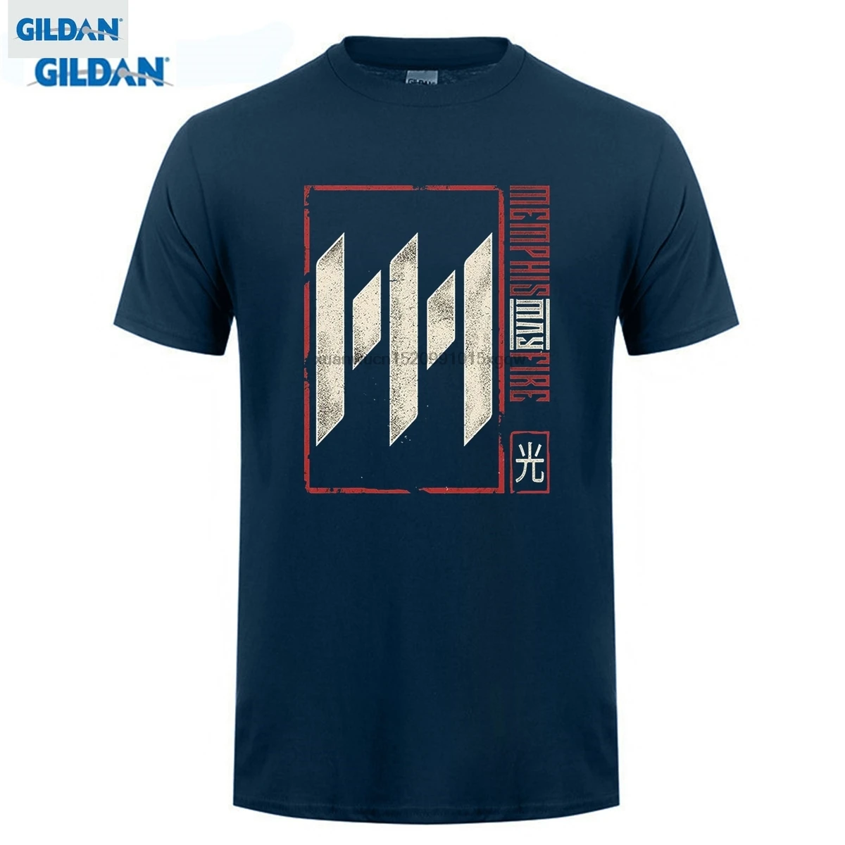 

GILDAN Summer Short Sleeves Cotton Memphis May Fire Men's Light Symbol T-shirt Black