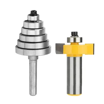 

1/2 Inch Shank Rabbeting Router Bit With 6 Bearings Set For Multiple Depths 1/8inch 1/4inch 5/16inch 3/8inch 7/16 inch