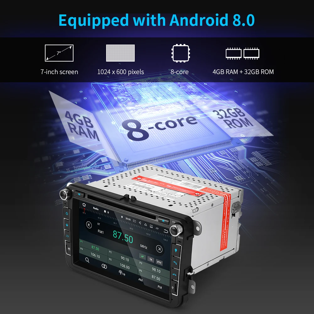 Clearance ZEEPIN WG8015 8 inch 2 Din Car Multimedia Player Android 8.0 Octa Core DVD Player GPS Wifi Bluetooth FM Rear View for Volkswagen 1
