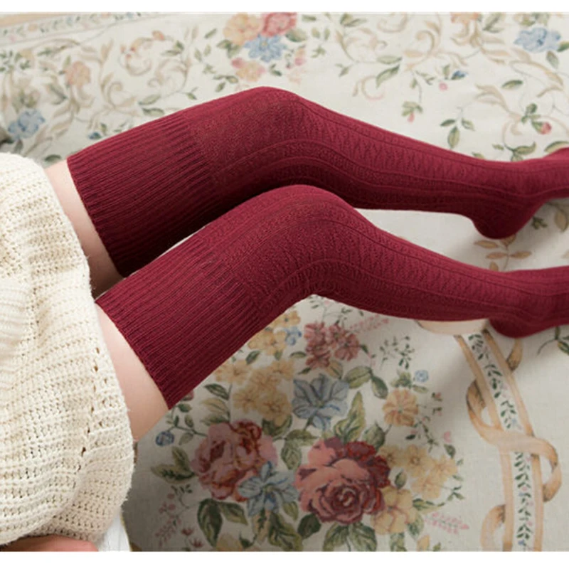 Buy Womens Over The Knee Socks Plain Thigh High Adults