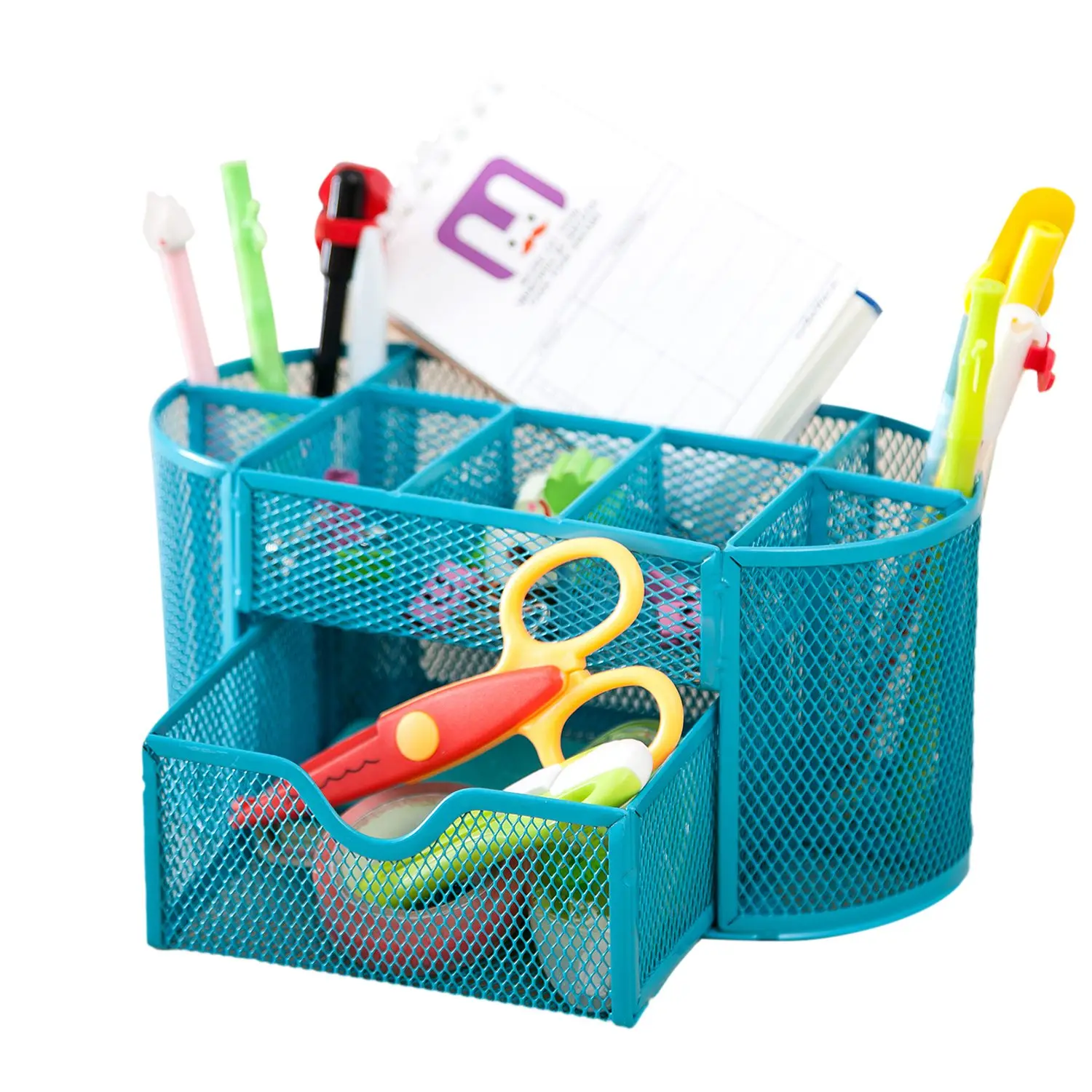 

7 Cell Mesh Desktop Office Pen Pencil Holder Iron Desk Organizer For Scissors Ruler Stationery School Supplies Accessories